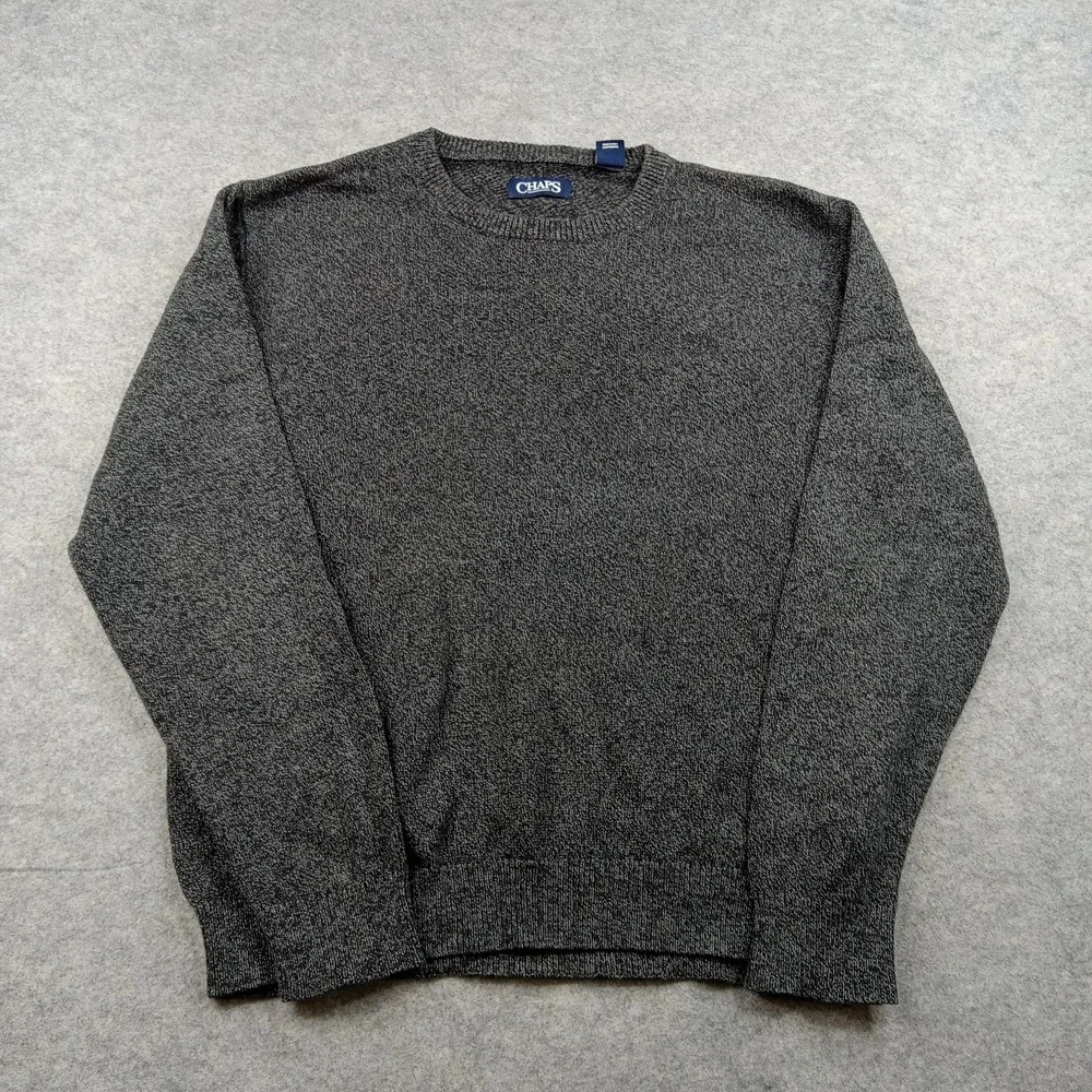 Chaps Sweater Mens Large Gray Crewneck Knit Pullover Material Tag Missing Casual